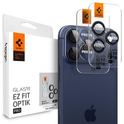 Spigen Glas.tR EZ Fit Optik Pro Kameraschutz kompatibel mit iPhone 17 Pro/Pro Max, iPhone 16 Pro/Pro Max, iPhone 15 Pro/Pro Max, 2 Stück, Schwarz, Individuelle Kameraprotektion, 9H Härte Folie