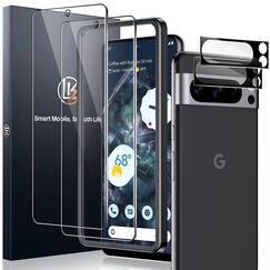 LK 2+2 Panzer Schutz Glas für Google Pixel 8 Pro mit 2 Schutzfolie und 2 Kameraschutz, [9H], Kratzfest, HD-Vollabdeckung, Unterstützt Fingerabdruck-ID,Pixel 8 Pro Displayschuzfolie