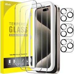 JETech Schutzfolie für iPhone 15 Pro Max 6,7 Zoll mit Kameraschutz, Blasenfrei, Einfaches Installationswerkzeug, Panzer Schutz Glas Folie Displayschutz, HD Klar, 3 Stück Jeweils