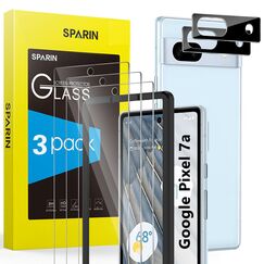SPARIN Schutzfolie für Google Pixel 7a Panzer Schutz Glas mit Kameraschutz und Rahmen-Installationshilfe, HD Displayschutzfolie, 3+2 Stück