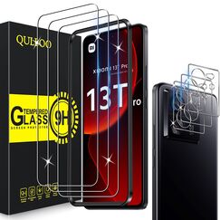 QULLOO Schutzfolie für Xiaomi Mi 13T / 13T Pro 5G, 3 Stück Displayschutzfolie mit 3 Stück Kameraschutz [9H Härte Gehärtetes Glas ][HD Klar Schutzglas][Anti-Kratzen Folie]