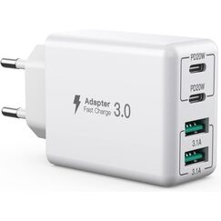 USB C Ladegerät, 40W 4 Ports USB C Ladegerät Block, Schnellladeblock Dual Port PD3.0+QC Wandstecker Multiport USB Netzteil Kompatibel mit iPhone 17/16/15/14/13/12/11/Pro Max/XS/XR/8/7/Samsung/Tablet