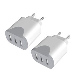 USB Ladegerät 2Pack, 3-Port Stecker 15W USBA Adapter 5V3A Mehrfach USB-Plug Steckdose,Netzstecker Netzteil Ladestecker Charger Ladeadapter für lPhone 14/13/12/11/10, Xiaomi,Tablets,Handys 1