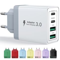 Aioneus USB C Ladegerät, 4 Ports Mehrfach Ladegerät mit USB-C und USB-A, 40W Schnellladegerät PD 3.0 Power Adapter USB Netzteil für iPhone 16 15 14 Pro Max 13 12 11 SE 2020 XS XR 8 7, Samsung, Handys
