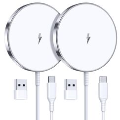 Mag-Safe Ladegerät Wireless Charger iPhone, 15W Schnell Apple induktive ladestation für iPhone 17/16/15/14/13/12 Serie und AirPods 4/3/2/Pro 2, 2er-Pack 5ft Kabel,Mag-Safe Originalersatz