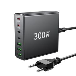 FINIBO USB C Ladegerät 300W: 7-Ports USB schnellladegerät mehrfach mit 4 USB-C und 3 USB-A, USB c ladegerät mehrfach Dual-PD PPS Charger USB c für MacBook Pro/Air,iPad Pro/Air,Sumsung (Schwarz)