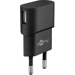 goobay USB Ladegerät 5W 1A – Kompaktes USB-A Wandladegerät für Steckdose, 5V Netzteil für Smartphone, Smartwatch & Kopfhörer, Reise Ladeadapter Schwarz 44947