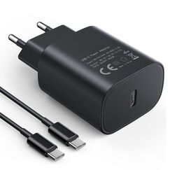 USB C Ladegerät 25W Schnellladegerät USB Netzteil mit USB C ladekabel, USBC Adapter für iPhone 17 16 15/Pro/Max/iPad, Samsung S25 S24 S23 S22 S21, FE S10 S9 S8 A55 A54 A53 A52 A51 A50 A34 A33 A23