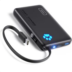 INIU 45W Power Bank, Mini-Größe 10000mAh PowerBank mit Integriertem USB-C Kabel, Schnellladen Externe Handyakkus USB C In&Out, Klein Aber Stark für iPhone 17 16 15 14 Xiaomi Mini Samsung iPad