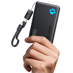 INIU Power Bank, Kleiner & Leichter 45W Schnellladen 10000mAh Powerbank mit Angebrachtem USB C Kabel, Flugtauglich Externe Handyakkus, Reise-Essential für iPhone 17 16, Samsung S25, Xiaomi, iPad etc