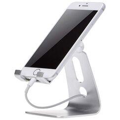 Amazon Basics Verstellbarer Handy-Ständer für iPhone und Android , 8.1 x 7.62 x 9.9 cm, Silberfarben