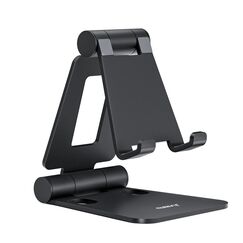 Nulaxy Verstellbar Handy Ständer Tisch, Faltbarer Aluminium Handy Halterung Einstellbar Schreibtisch, Kompatibel mit iPhone 17/16/15/14/13/12 Pro Max/Xr/Xs/X/8, Huawei, Galaxy und Allen Smartphones
