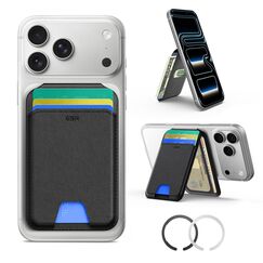 ESR mit MagSafe Wallet, 5 Kartenhalter, RFID-Schutz, für Magsafe Geldbörse mit Ständer, Wallet für iPhone 17e/17/16/15/14/13/12-Serie und Ausgewählte Samsung Geräte, Nicht für 13/12 Mini, Schwarz