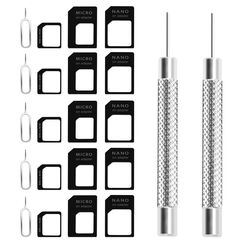 ZELHYEUU 4 in 1 Nano SIM Karten Adapte, 5 Set Nano SIM Card Adapter Kit, Micro zu Regular mit SIM Extractor, für Smartphone