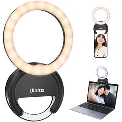 Ringlicht Handy ULANZI 4" Selfie Licht Handy, 3 Farbtemperaturen 3000K-7000K, Ringleuchte 5 Helligkeitsstufen, Videoleuchte Laptop für Selfie Videokonferenz Streaming Make-up Vlog YouTube TikTok