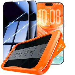 TORRAS Präzise für iPhone 15 Pro für Panzerglas Sichtschutz [Full Screen] Privacy Schutzfolie iPhone 15 Pro Dauerhaft 9H+ Schutzglas, 0 Blasen Einbaurahmen [TOP 9H+ Bruchsicheres], 2 Stück