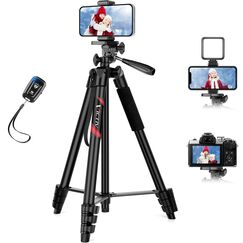 Victiv 162cm Upgrade Handy Stativ, Erweiterbarer Aluminium Stativ mit Fernauslöser für iPhone/Samsung/Huawei, Stative für Smartphone & Leichtes Kamera mit Handyhalter, 3-Wege-Kopf für Fotografie