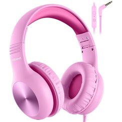 Nabevi Kinder Kopfhörer, Kopfhörer Kinder mit Kabel, 85/94dB Lautstärkegrenze, HD-Ton, Sharing-Funktion, Over-Ear Verstellbare Faltbare Kinderkopfhörer mit Mikrofon für Schule/Reise/PC/iPad, Rosa