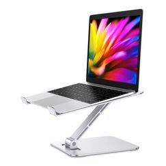 Babacom Laptop Ständer Höhenverstellbar, Faltbarer Laptop Stand aus Aluminiumlegierung Ergonomischer, Belüfteter Laptopständer Kompatibel mit MacBook Air, Pro, Allen Laptops 10-16" (Silber)
