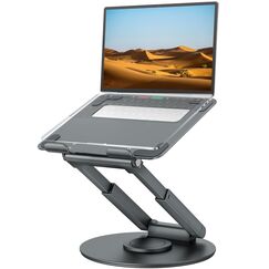 Laptop Ständer Höhenverstellbar mit 360° Drehbarer Basis, Ergonomisch Laptopständer, Laptop Erhoehung Fuer Schreibtisch, Standing Laptop Stand Computer Ständer mit MacBook Pro, Laptops 10–17"-Grau