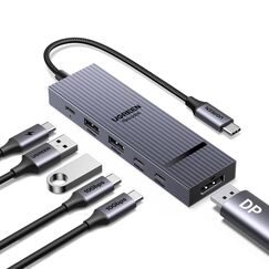 UGREEN Revodok Pro 1062 DisplayPort USB C Hub 10Gbps, Docking Station mit DP 4K@60Hz, USB 3.2 Datenports, PD 100W Schnellladung, Multiport Adapter Kompatibel mit MacBook, iPad Pro, Surface Laptop usw.