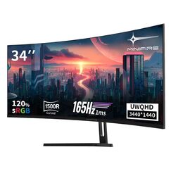 Minifire 34 Zoll UWQHD Curved Gaming Monitor 165Hz(DP),3440 x 1440, Curved 1500R,1ms(MPRT),Pip/PBP,FreeSync,HDR, 300nits, sRGB 125%, DCI-P3 95%,VA Panel,2xHDMI 2.1(TMDS) 1xDP 1.4 Ports MFG34C5Q