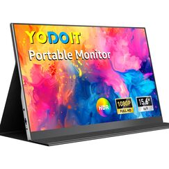 Yodoit Portable Monitor 15,6 Zoll FHD 1920x1080P Tragbares IPS Bildschirm Externer Laptop Screen Erweiterung | USB-C & HDMI | mit Schutzhülle & Lautsprecher | Mobiles Display für PC, Xbox, PS5, Switch