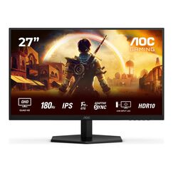 AOC Q27G42XE 27 Zoll WQHD Gaming Monitor, 180Hz, Fast IPS Panel, 0.5ms MPRT, Adaptive Sync, HDR10, G-Sync Compatible, Lautsprecher,(2560x1440 HDMI 2X 2.0 DP 1x 1.4) Schwarz