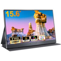 CUIUIC Portable Monitor, 15,6 Zoll Tragbarer Mobiler IPS Bildschirm, FHD 1920x1080 HDR USB C mit Type-C HDMI Anschluß, für Laptop/MacBook/PC/Xboxs/PS, mit Schutzhülle