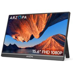 ARZOPA Tragbarer Monitor, 15,6" 1920×1080 FHD IPS Portabler Monitor für Laptop mit Einer Stütze, Ultra-Dünner Zweitbildschirm für Laptop/PC/Mac/PS3/4/5/Xbox - USB C & HDMI Anschluss - A1