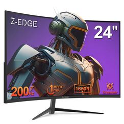 Z-Edge 24 Zoll Curved Gaming Monitor 200Hz 1ms MPRT, 300cd/m² Helligkeit, 16:9 Full HD Curved Bildschirm, VA Panel, FreeSync, HDMI DP - Schwarz (Upgrade Version)