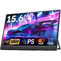 Dopesplay 15,6" Portable Monitor, 1080P FHD Tragbarer Monitore mit Kickstand, Mobiler IPS Bildschirm mit Lautsprechern, Ultra-Dünner Zweitbildschirm für Laptop/PC/Mac/PS45/Switch-USB-C/HDMI Anschluss