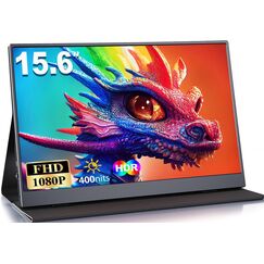 MOMODS Portable Monitor, 15.6 Zoll Tragbarer Monitor, IPS FHD 1080P HDR, Externer Mobile Bildschirm mit Mini HDMI Typ C, für Laptop, Mac, PS5, Xbox