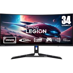 Lenovo Legion R34w-30 | 34" UWQHD Curved Gaming Monitor | 3440x1440 | 180Hz | 350 nits | 0,5ms Reaktionszeit | VA-Panel | HDMI | DisplayPort | AMD FreeSync Premium | entspiegelt | 8,1kg | schwarz
