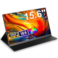 15,6'' Portable Monitor, 1080P FHD Tragbarer Monitor mit Schutzhülle, Tragbarer Mobiler IPS Bildschirm mit Lautsprechern, Ultra-Dünner Zweitbildschirm für Laptop/PC/Mac/Xbox- USB-C & HDMI Anschluss