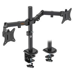 VonHaus Dual Monitor Halterung für 13-32 Zoll Bildschirm, Monitor Halterung 2 Monitore mit Tischklemme, Höhenverstellbar Neigbar Schwenkbar Drehungbar, VESA 75/100mm Double Monitor Arm, 8kg pro Arm
