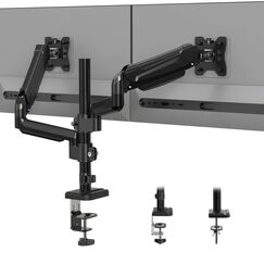 BONTEC Monitor Halterung 2 Monitore für 13-32 Zoll, Doppel Monitorhalterung Höhenverstellbar mit 9 kg pro Arm, Neigbar Schwenkbar und Drehbar, VESA 75/100 mm