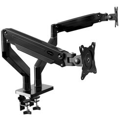 Invision Doppel-Monitorarm für Bildschirme von 24-35 Zoll, ergonomisch, höhenverstellbar (gasunterstützt), neigbar, drehbar und ausziehbar, VESA 75 mm und 100 mm, Gewicht 2 kg bis 15 kg (MX900)