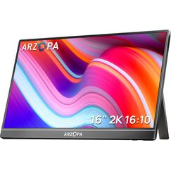 ARZOPA 16.0" 2.5k Portable Monitor, 2560x1600 HDR Display, 500nits 8bit QHD, USB-C HDMI Tragbarer Monitor für Laptop, 16:10 IPS, Unipolar Support für Mac PC PS4/5 Xbox Switch