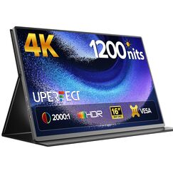UPERFECT Portable Monitor 4K 16" | 1200 Nits Laptop Monitor | 3840 * 2400 UHD | 145% sRGB 2000:1 16:10 | USB-C & MINI HDMI | VESA & Smart Case | Outdoor Screen for Laptop Mini PC Phone Game Consoles