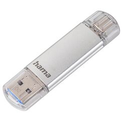 Hama 128GB USB-Speicherstick mit USB 3.2 Gen 1-Type-C (2-in-1 USB-Stick, z.B.für Android Handy, Tablet, Computer, Notebook, MacBook, OTG, 40MB/s) USB-Typ-C Handy-Stick, Doppel Memory-Stick Silber