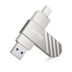 KOOTION USB Stick 128GB USB C Stick USB 3.2 Speicherstick OTG Bis zu 500MB/s 2-in-1 Typ C Flash Laufwerk Externer Speicher Metall für USB-C-iPhone/Android-Smartphone/Tablet/Mac/Laptop/PC,Silber