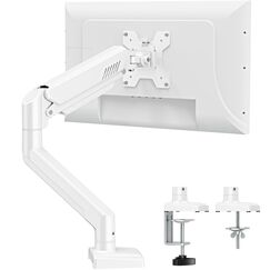 ELIVED 1 Monitor Halterung für 13-32" Bildschirme bis zu 9kg mit VESA 75/100mm, Gasdruckfeder PC Monitor Tischhatlerung, Neigbar, Schwenkbar, Drehbar, Höhenverstellbar Monitorhalterung Weiß EV004W