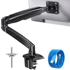 HUANUO Monitor Halterung für 13 bis 49 Zoll Bildschirme, Verstellbarer Monitorarm hält 2-12 kg, Verstellbare Bildschirmhalterung mit USB-Anschluss, Hohe Monitorhalterung unterstützt VESA 75/100 mm
