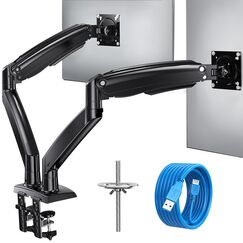 HUANUO Monitor Halterung 2 Monitore für 13-40 Zoll Bildschirme, Dual Monitor Arm, Gaming Monitorständer VESA 75 & 100 mm, C-Klemme und Tüllenbefestigung, Erhöhte Tragfähigkeit von 2-12 kg