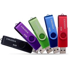 ENUODA 5 Stück USB Stick 8GB USB Speicherstick Rotate Metall Mehrfarbig High Speed USB 2.0 Flash Drive Pack (Rot,Grün,Schwarz,Blau,Violett)