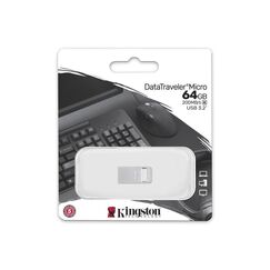 Kingston DataTraveler Micro USB Stick 64GB 200MB/s Metall USB 3.2 Gen 1 - DTMC3G2/64GB, silber