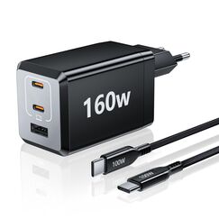 HSSNS 160W USB C Ladegerät: 3-Port PPS USB C Schnellladegerät, GaN USB C netzteil für MacBook Pro/Air, iPad, iPhone 16/15 /14 Serie