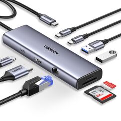 UGREEN USB C Docking Station with 4K 60Hz HDMI, 2 USB C 3.0, USB A 3.0, PD100W, Ethernet，SD/TF compatible with MacBook, iPad, Surface Pro/Go