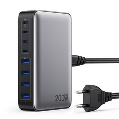 Feob 200W USB C Ladegerät Mehrfach, GaN III 8-Port Schnellladegerät PPS PD 65W Ladegerät Adapter Schnellladestation mit USB-A Netzteil Charger für MacBook, iPhone,SteamDeck,Smartphones